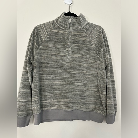 Madewell MWL 3/4 zip mock neck space-dyed velour striped pullover cozy medium - Picture 2 of 13